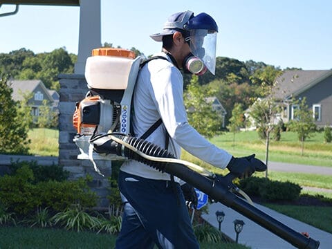 Fully Equipped Pest Control Technician Ready for Mosquito Treatment